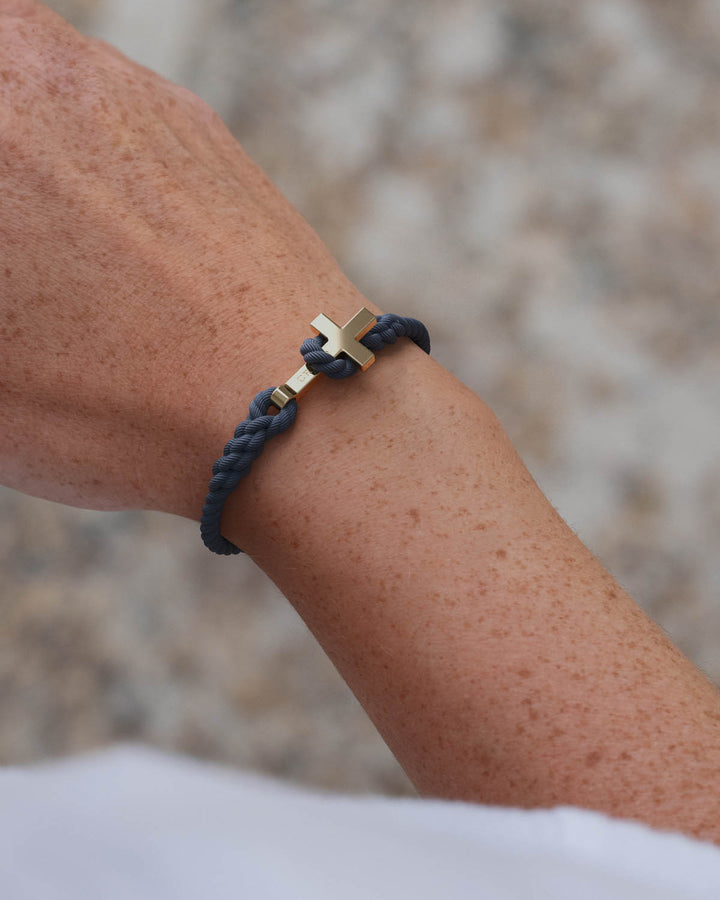 Women's Rope Cross Bracelet | Navy Blue
