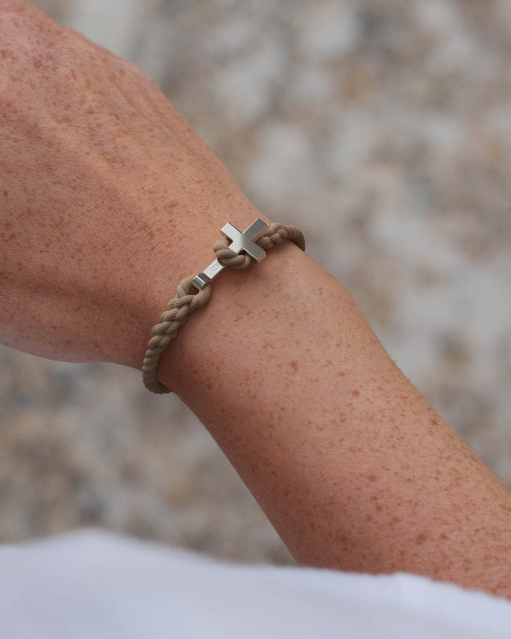 Women's Rope Cross Bracelet | Desert Beige