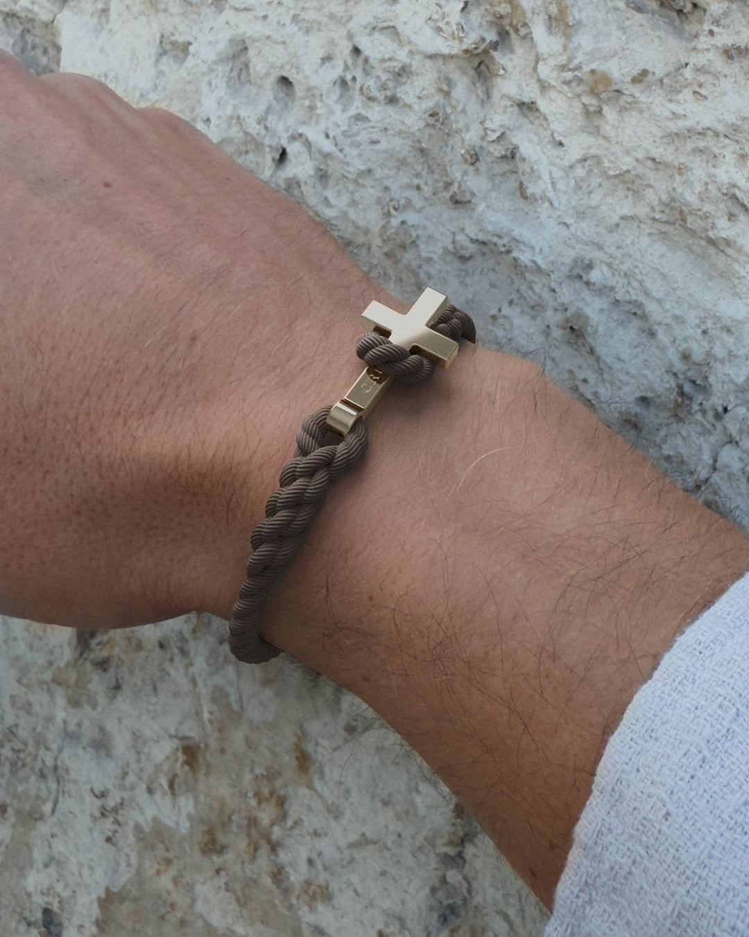 Men's Rope Cross Bracelet | Hickory Brown