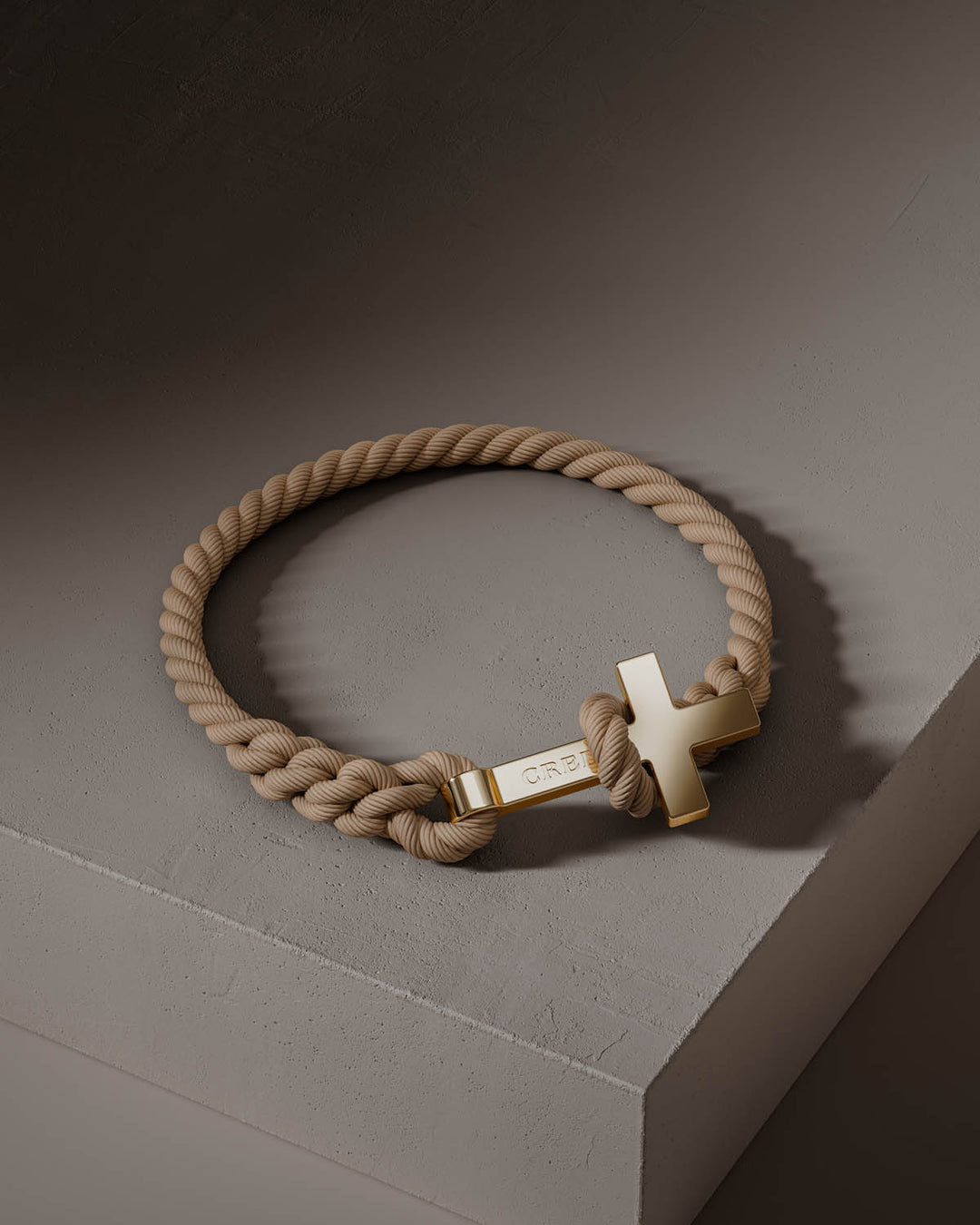 Men's Rope Cross Bracelet | Desert Beige