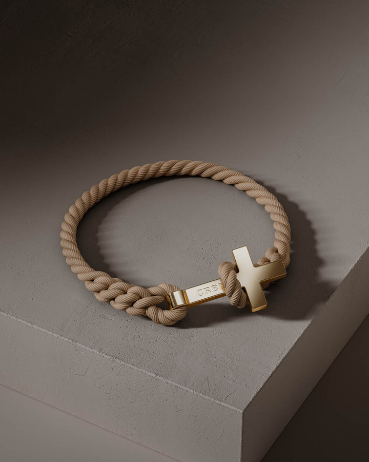 Men's Rope Cross Bracelet | Desert Beige
