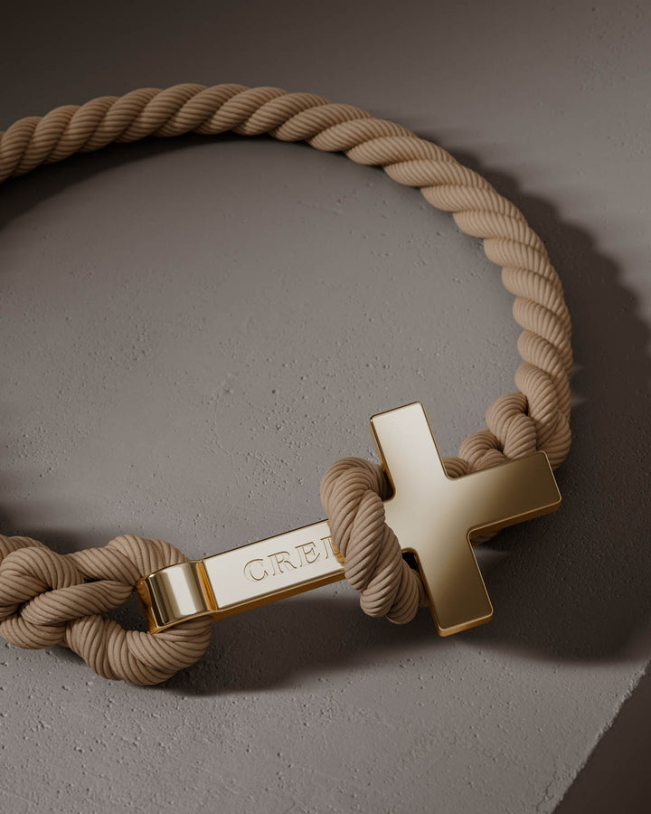 Men's Rope Cross Bracelet | Desert Beige