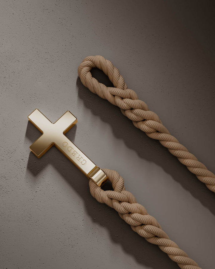 Men's Rope Cross Bracelet | Desert Beige
