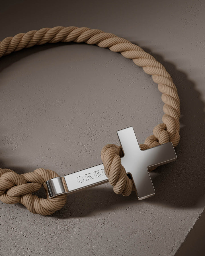 Men's Rope Cross Bracelet | Desert Beige