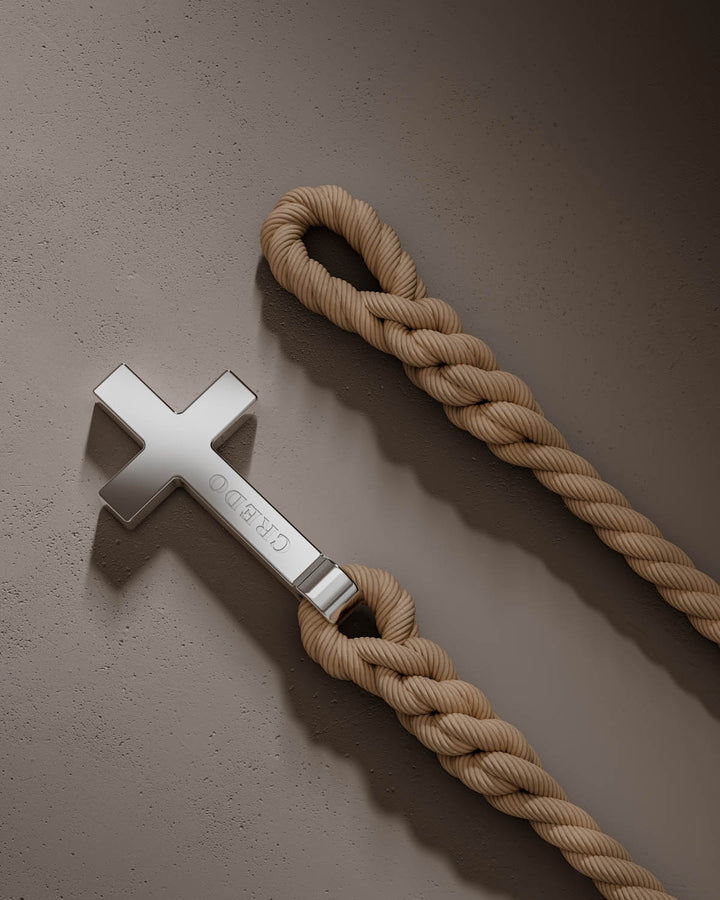 Men's Rope Cross Bracelet | Desert Beige