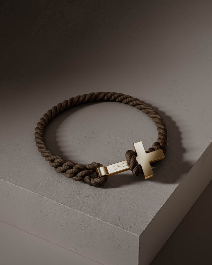 Men's Rope Cross Bracelet | Hickory Brown