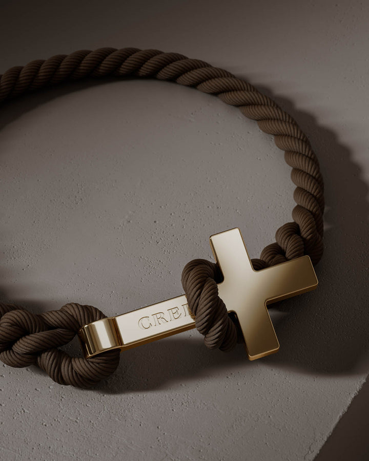 Men's Rope Cross Bracelet | Hickory Brown