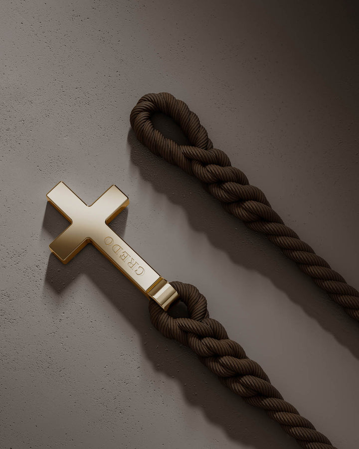 Men's Rope Cross Bracelet | Hickory Brown