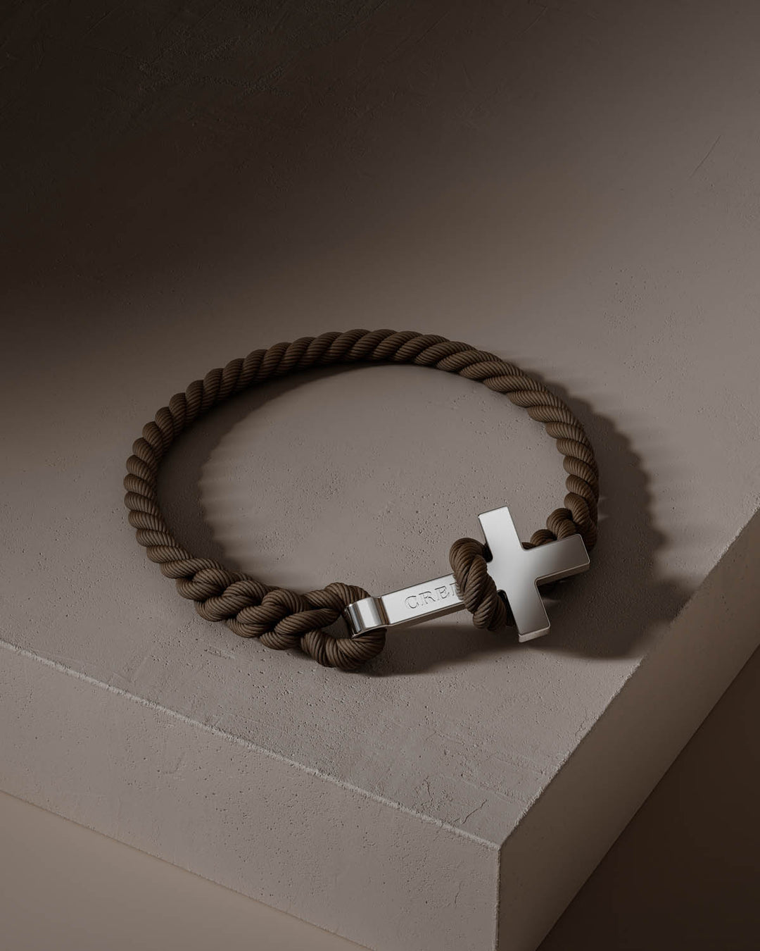 Men's Rope Cross Bracelet | Hickory Brown