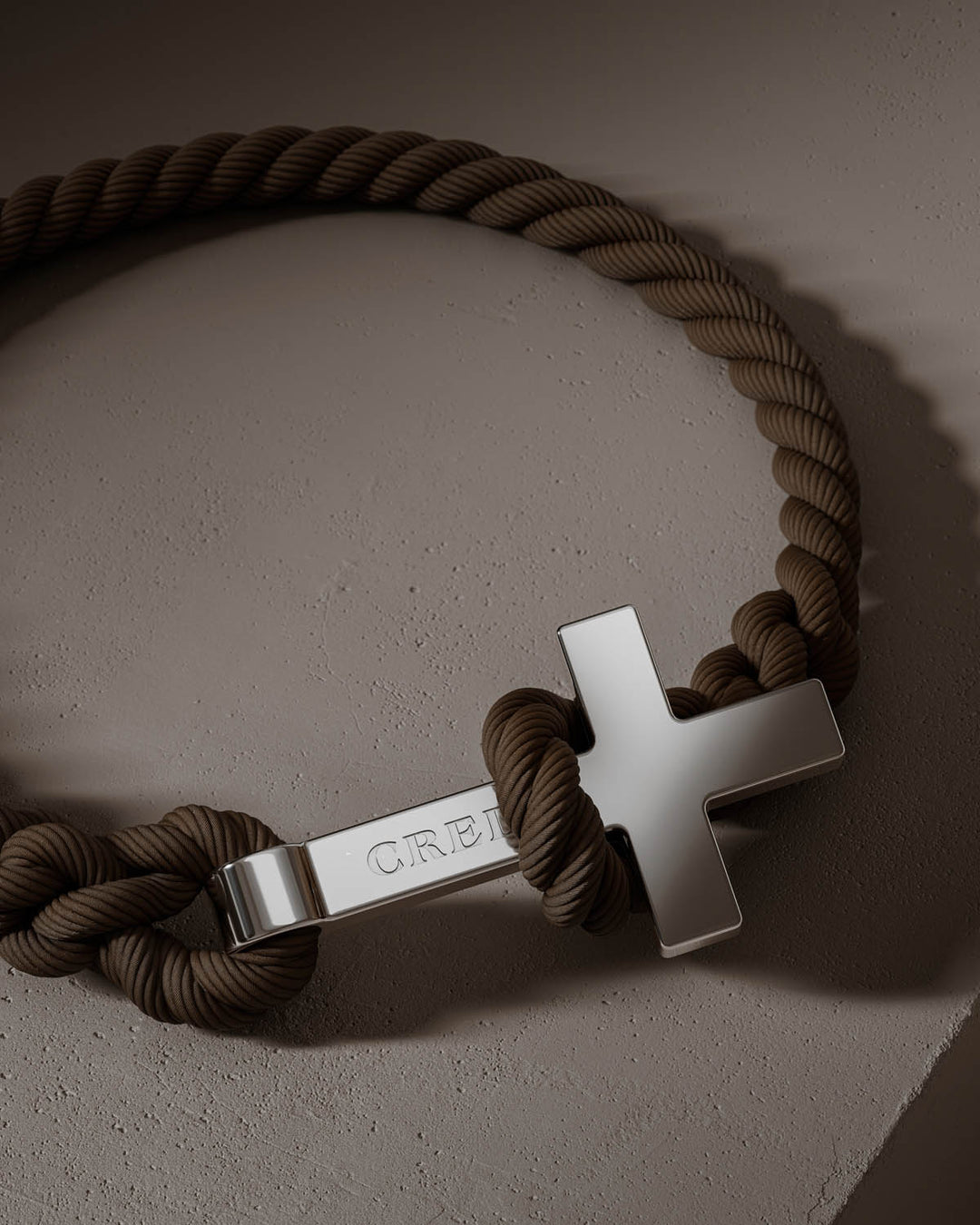 Men's Rope Cross Bracelet | Hickory Brown