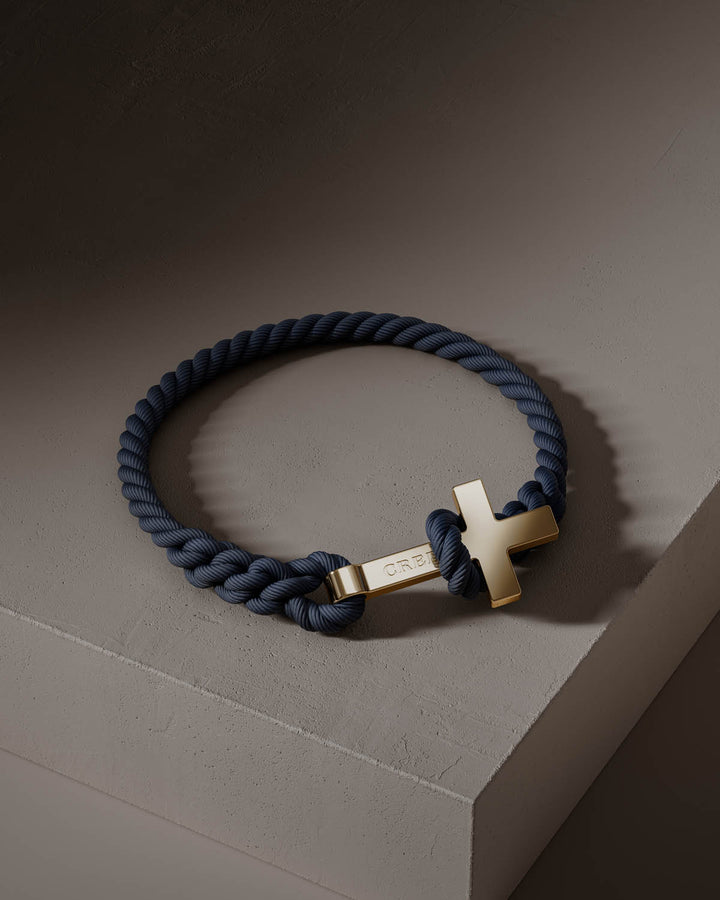 Men's Rope Cross Bracelet | Navy Blue