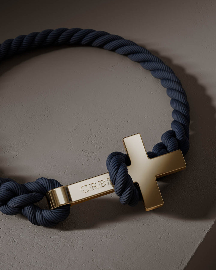 Men's Rope Cross Bracelet | Navy Blue