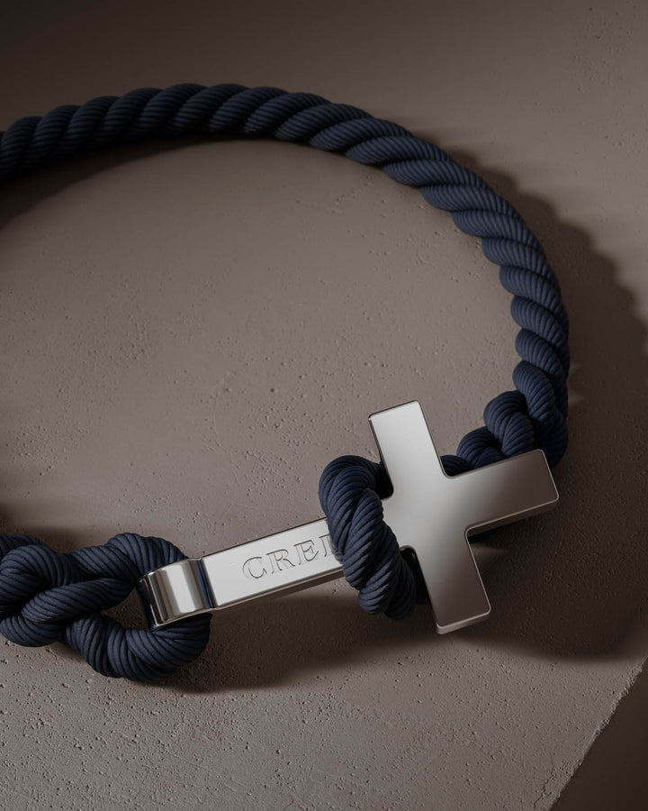 Men's Rope Cross Bracelet | Navy Blue