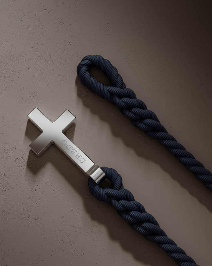 Men's Rope Cross Bracelet | Navy Blue